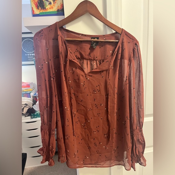 Henna Smocked Tie Neck Blouse - Picture 1 of 1